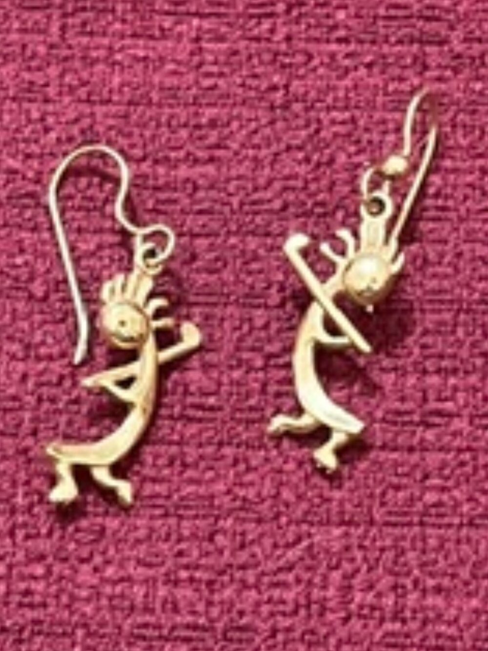 14K Gold "Golfing Kokopelli" Earrings